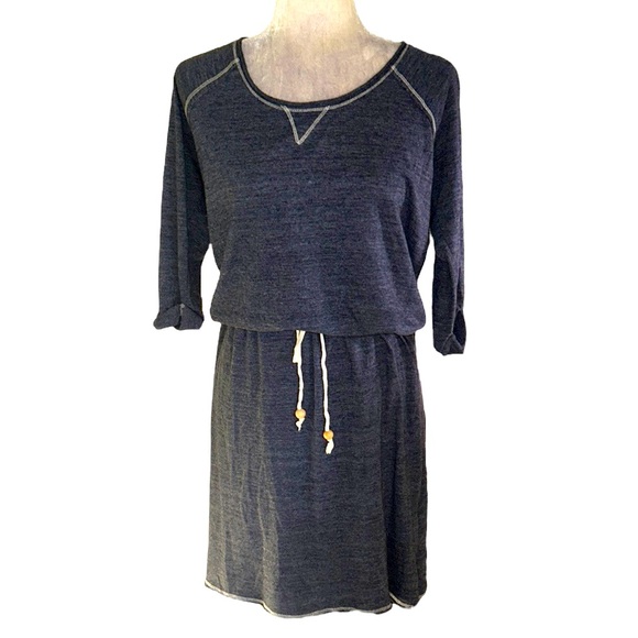 Nation Ltd Abbot Kinney Drawstring Heathered Blue Mini Dress in Nation Navy - M - Picture 4 of 14